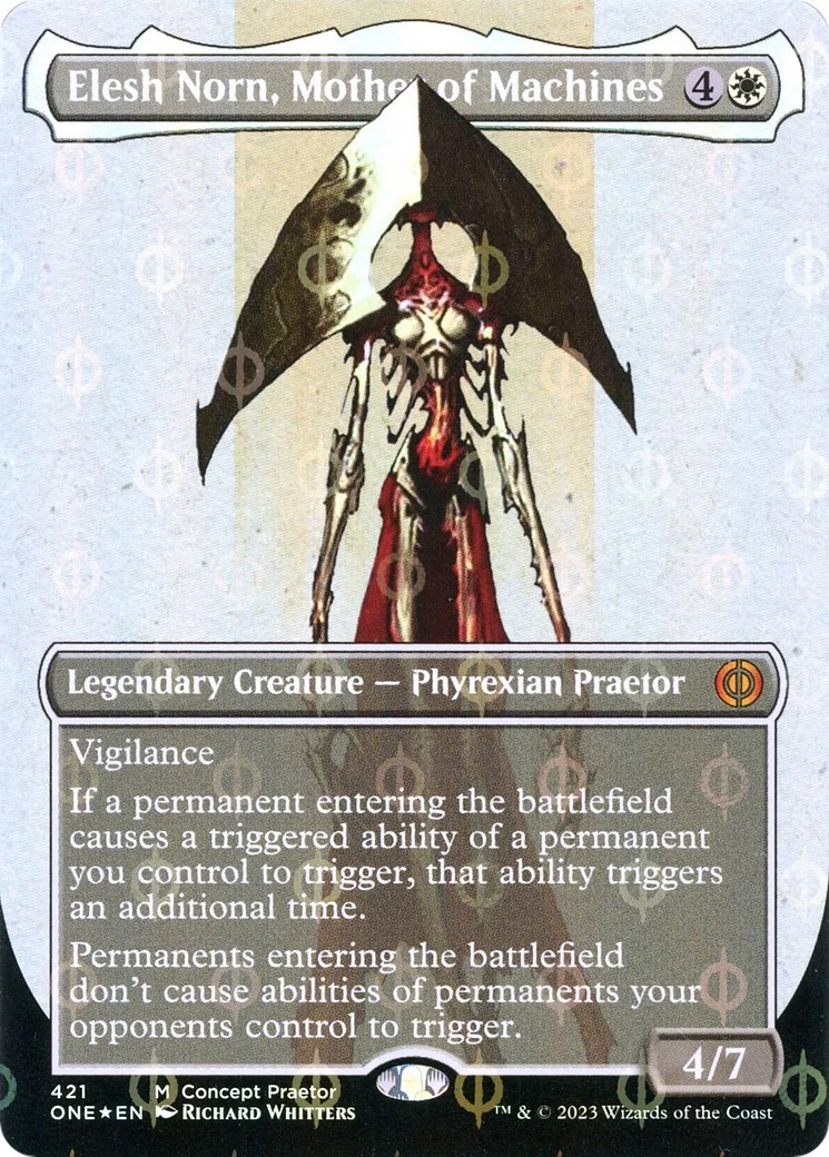 Elesh Norn, Mother of Machines (Concept Praetor) (Step-and-Compleat Foil) (421) (Phyrexia: All Will Be One)