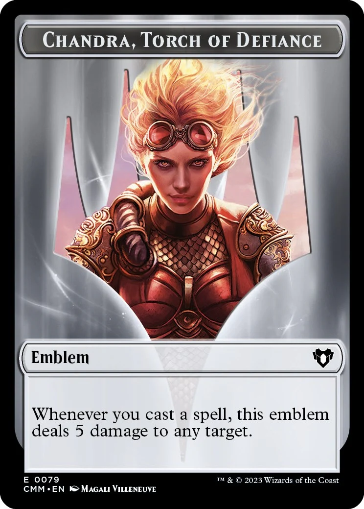 Emblem - Chandra, Torch of Defiance // Wizard Double-Sided Token (79 // 71) (Commander Masters)