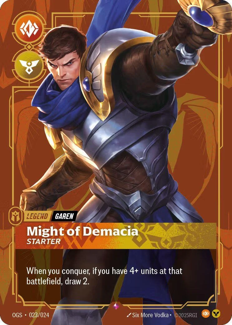 Garen - Might of Demacia (Metal) (023/024) (Riftbound Organized Play Promotional Cards)