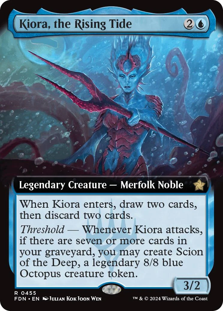 Kiora, the Rising Tide (Extended Art) (455) (Foundations)