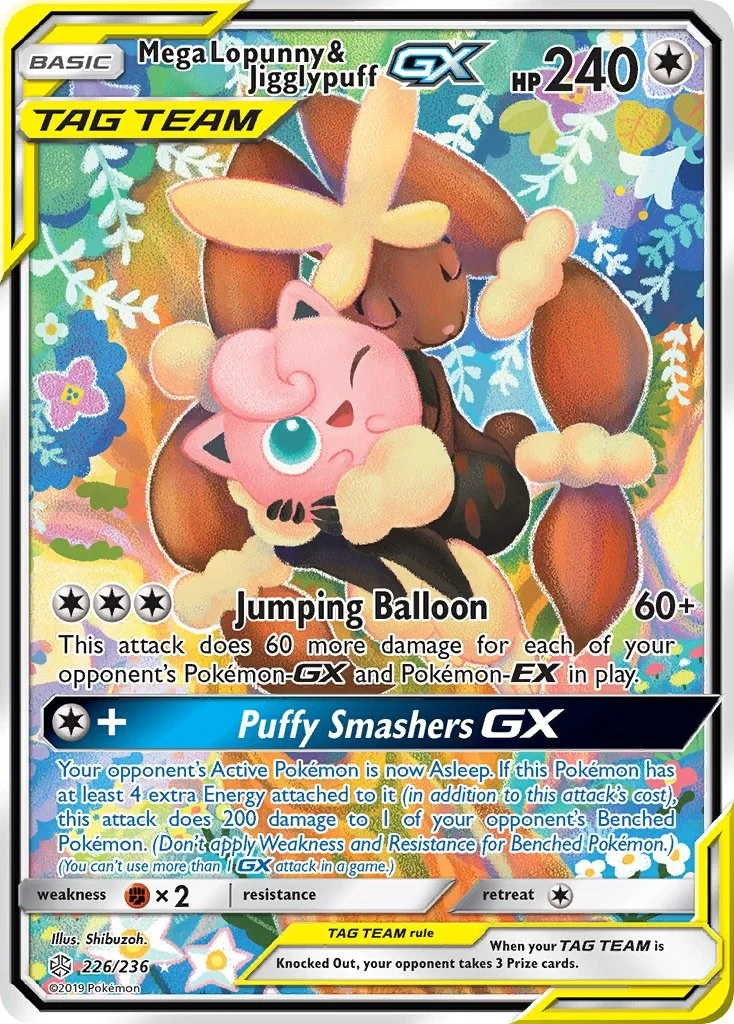 Mega Lopunny & Jigglypuff GX (Alternate Full Art) (226/236) (SM - Cosmic Eclipse)