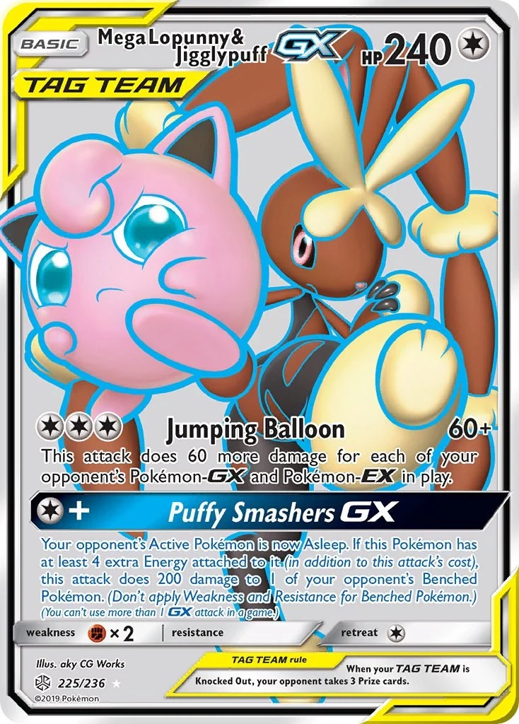 Mega Lopunny & Jigglypuff GX (Full Art) (225/236) (SM - Cosmic Eclipse)
