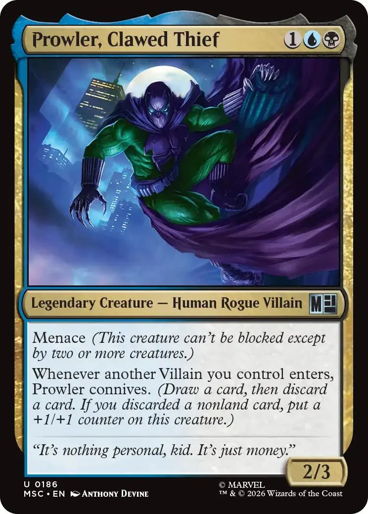 Prowler, Clawed Thief (Surge Foil) (186) (Commander: Marvel Super Heroes)