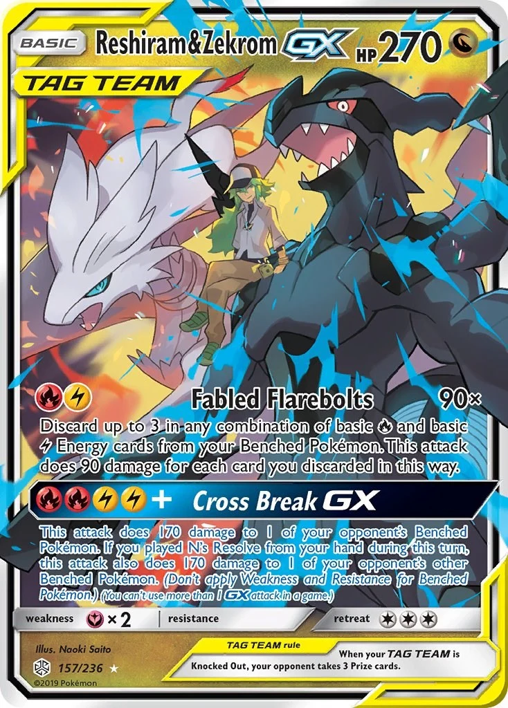 Reshiram & Zekrom GX (157/236) (SM - Cosmic Eclipse)