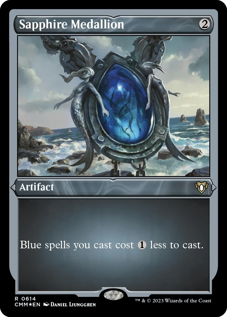 Sapphire Medallion (Foil Etched) (614) (Commander Masters)