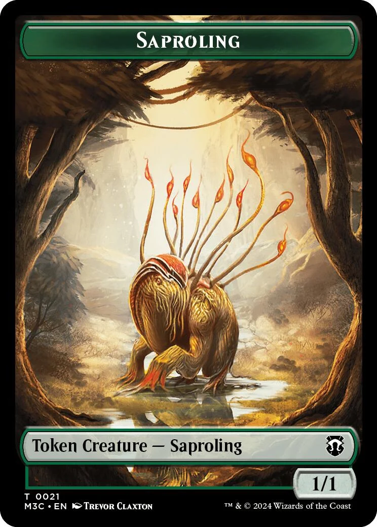 Saproling (Ripple Foil) // Emblem - Garruk, Apex Predator Double-Sided Token (21 // 27)