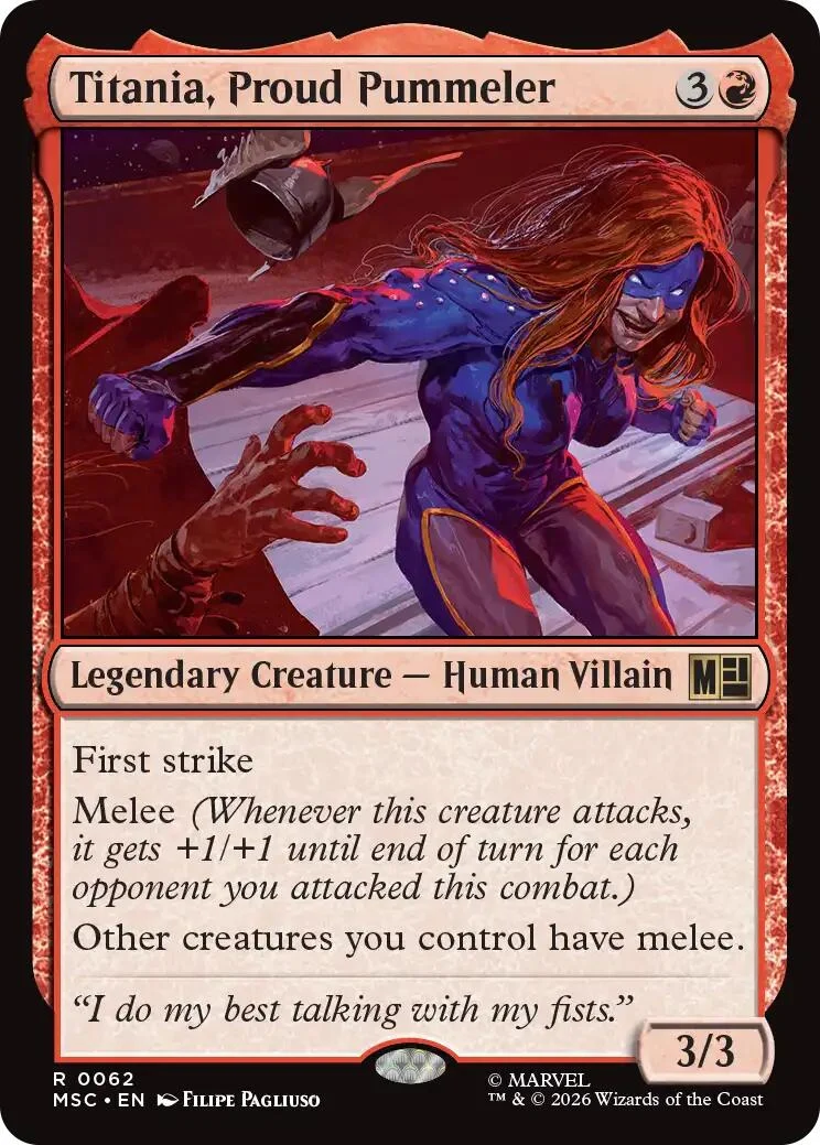 Titania, Proud Pummeler (Surge Foil) (62) (Commander: Marvel Super Heroes)