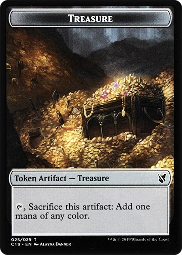 Treasure // Human Double-Sided Token (25 // 3) (Commander 2019)